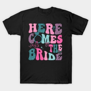 Here Come The Bride Party Retro Groovy Bachelorette Matching T-Shirt